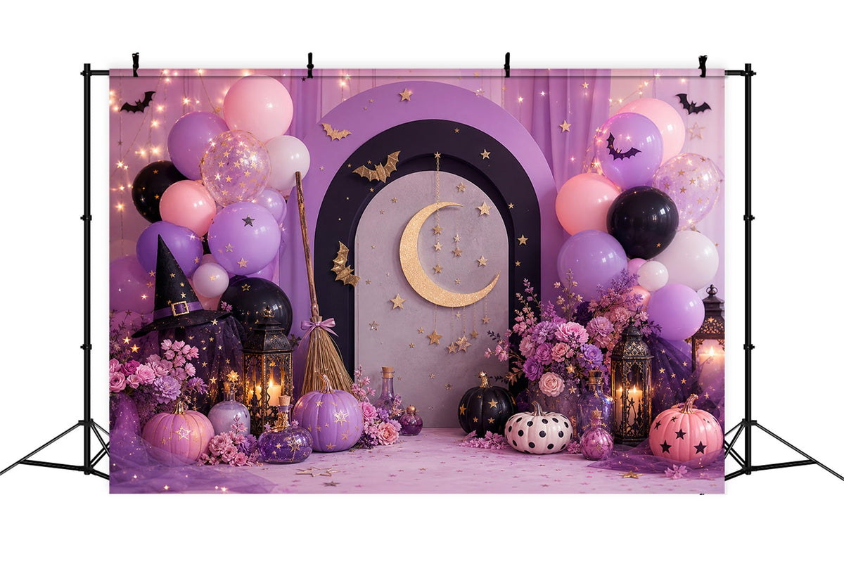Fotohintergrund Kürbisbeet Goldener Halbmond Hexenparty Halloween-Party-Hintergrund LXX67-227