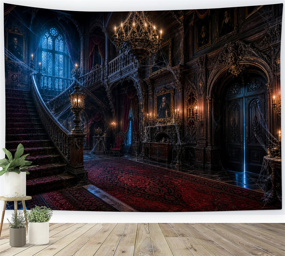 Fotohintergrund Spukhaus Spinnwebenmuster Gotisches Herrenhaus Halloween-Fotohintergrund Ideen LXX67-229