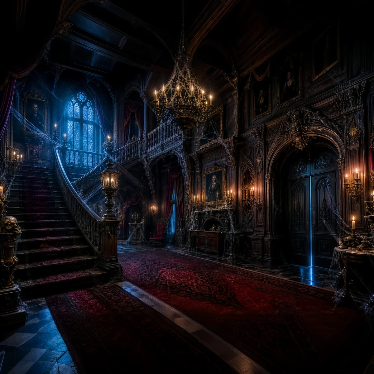 Fotohintergrund Spukhaus Spinnwebenmuster Gotisches Herrenhaus Halloween-Fotohintergrund Ideen LXX67-229