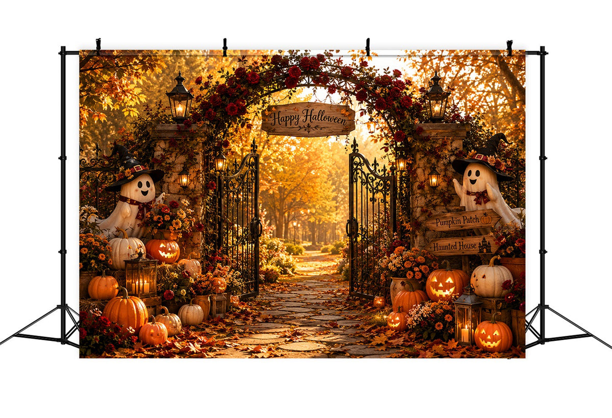 Kürbis-Fotohintergrund Herbstrose Geistertor Gruseliger Hintergrund LXX67-232
