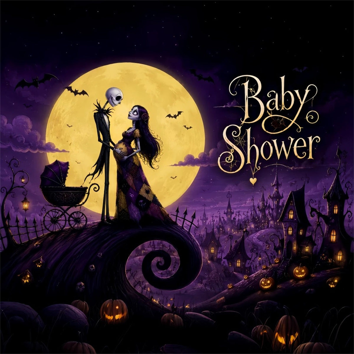 Halloween-Babyparty-Hintergrund Gotisches Skelett-Hexen-Fotografie-Hintergrund LXX67-39