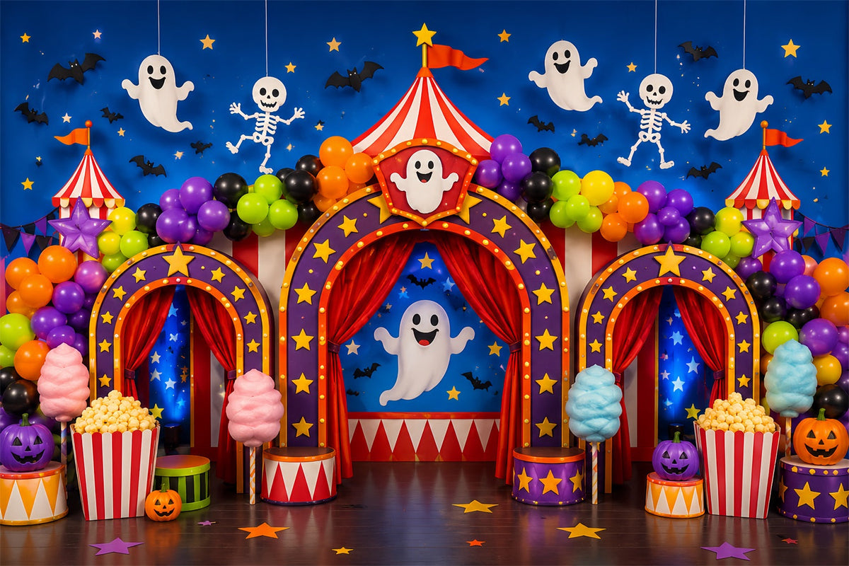 Halloween-Karnevalskulisse Bunte Geisterzirkusparty Diy-Halloweenkulisse LXX67-43