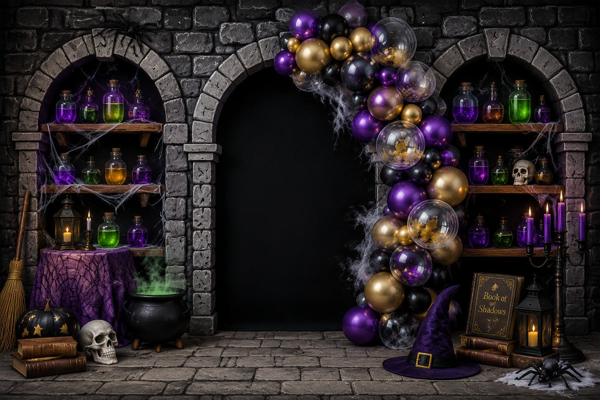 Diy Halloween Fotokulisse Hexenzauber-Ballonbogen 10X10 Halloween-Kulisse LXX67-45