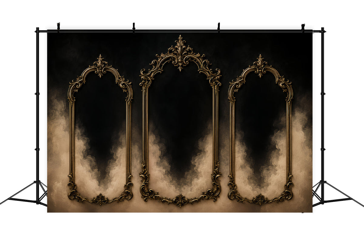 Einfacher Halloween-Hintergrund Verziert Mit Goldenen Rauchrahmen Extra Großer Halloween-Hintergrund LXX67-53