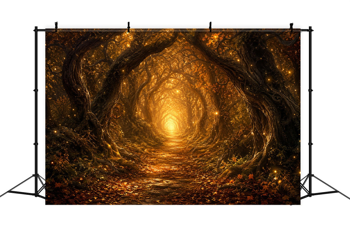 Halloween-FotohintergrundVerzauberter Goldener Waldweg Diy-Halloween-Fotohintergrund LXX67-56