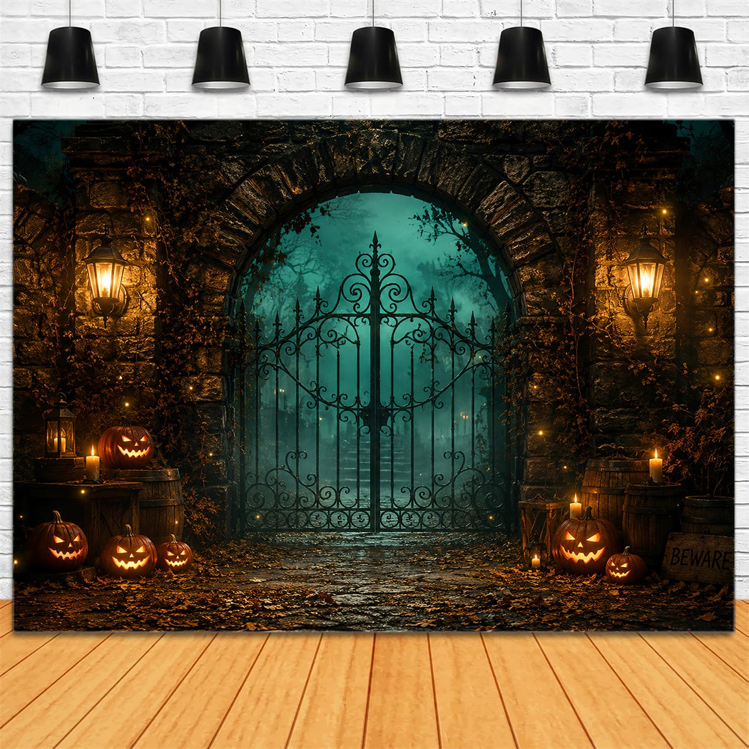 Halloween-Party-Hintergründe Laterne Stein Kürbis Tor Halloween Fotokabinen-Hintergrund LXX67-64