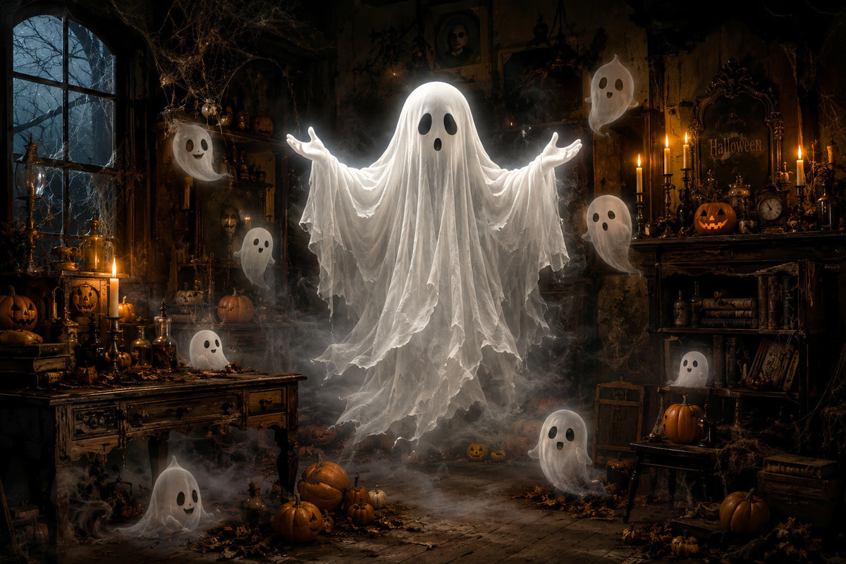 Halloween-Geisterkulisse Schwebender Geist Spukzimmer Gruselige Halloween-Kulisse LXX67-75