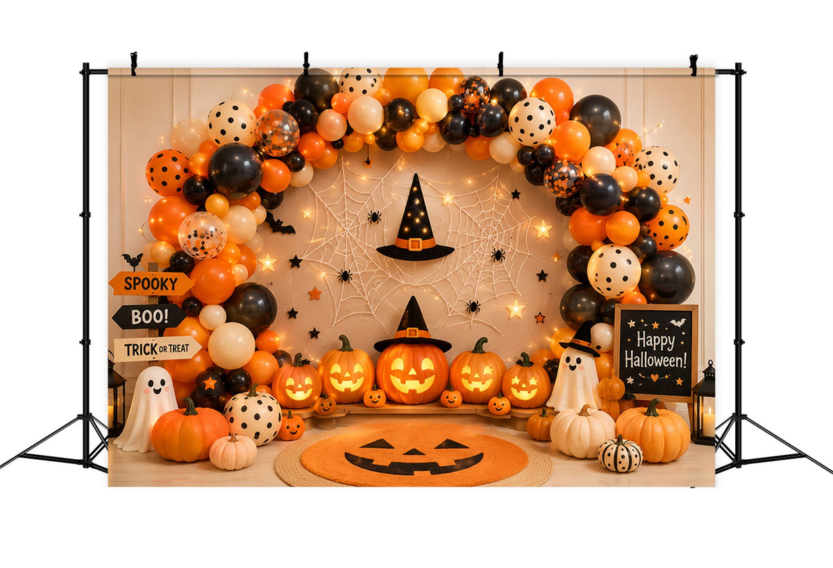 Halloween-Fotohintergrund Mit Ballon Und Kürbis Für Partys LXX67-77