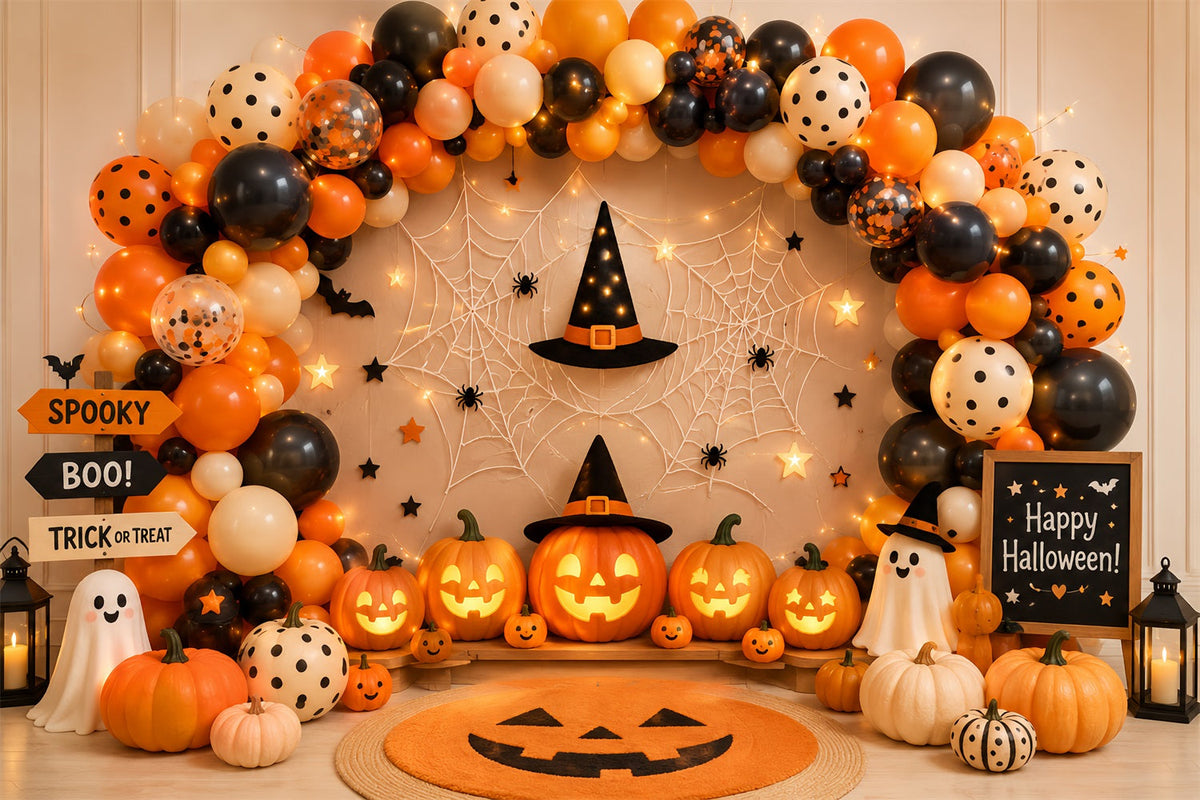 Halloween-Fotohintergrund Mit Ballon Und Kürbis Für Partys LXX67-77