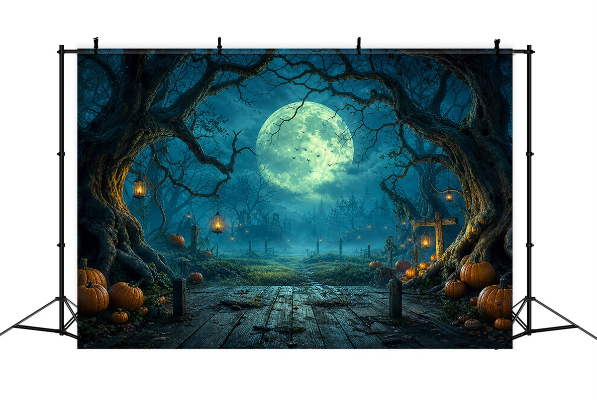 Diy-Halloween-HintergrundideenMondbeschienener Wald Kürbisweg Gruselige Hintergründe Für Halloween LXX67-87