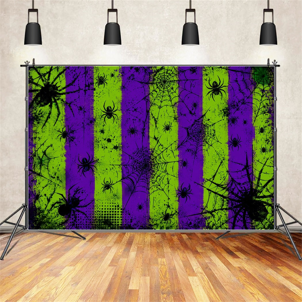 Halloween-Fotohintergrund Mit Neon-Spinnennetz-Streifen (LXX67-90)