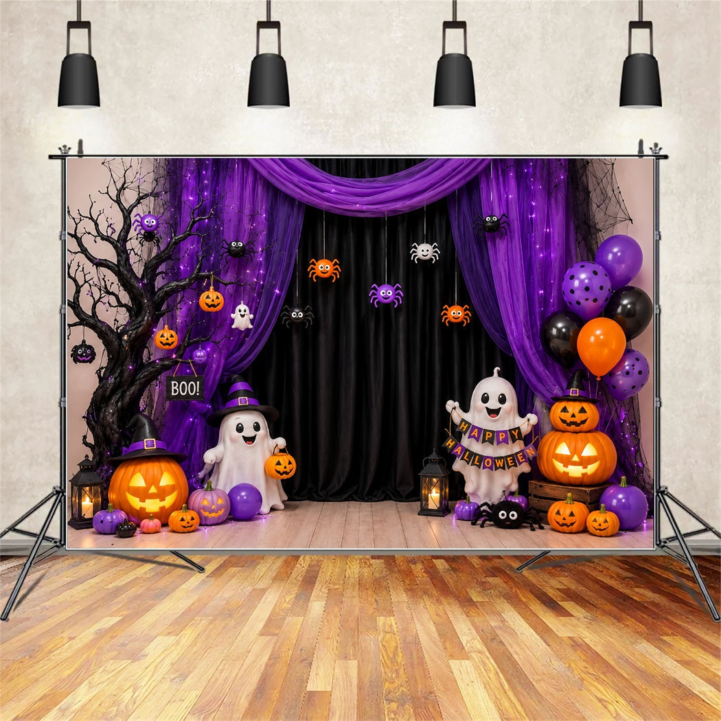 Diy Halloween Fotokulisse Lila Geisterparty-Vorhang 10X10 Halloween Kulisse LXX67-97
