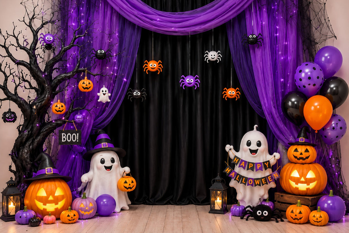 Diy Halloween Fotokulisse Lila Geisterparty-Vorhang 10X10 Halloween Kulisse LXX67-97