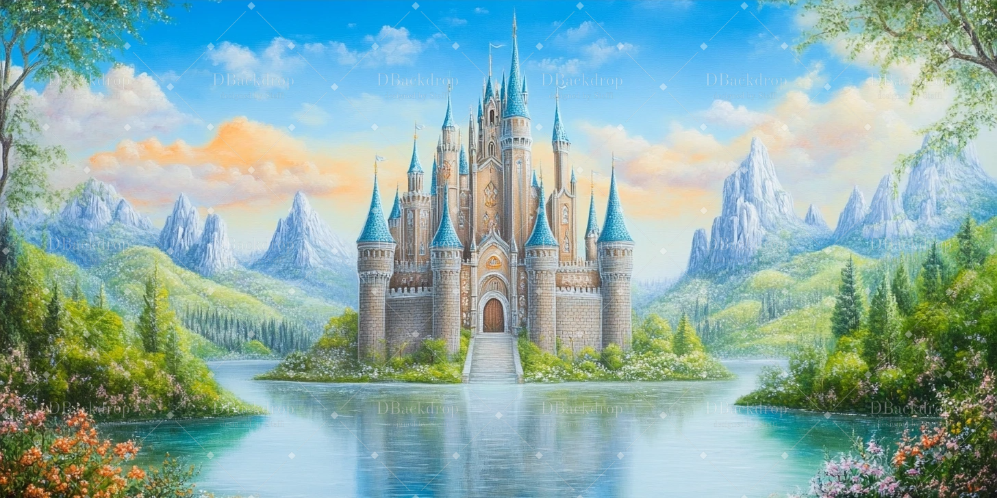 Professionelle Bühnenhintergründe „Lakehill Königliches Schloss“ Schulball-Hintergrund CSH59-T43