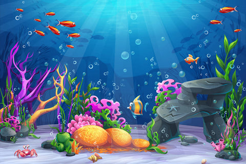 Unterwasserwelt Fisch Korallen Karikatur Hintergrund M-91