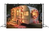 Blumenambiente Beleuchteter Wohnwagen Backdrop M1-09