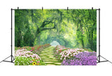 Frühling Blumen Surrounding Trail Mystic Forest Hintergrund M1-38
