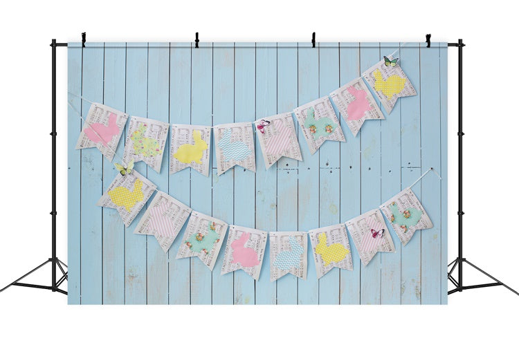 Ostern Blaue Uferpromenade Wall Note Bunny Flags Backdrop M1-46