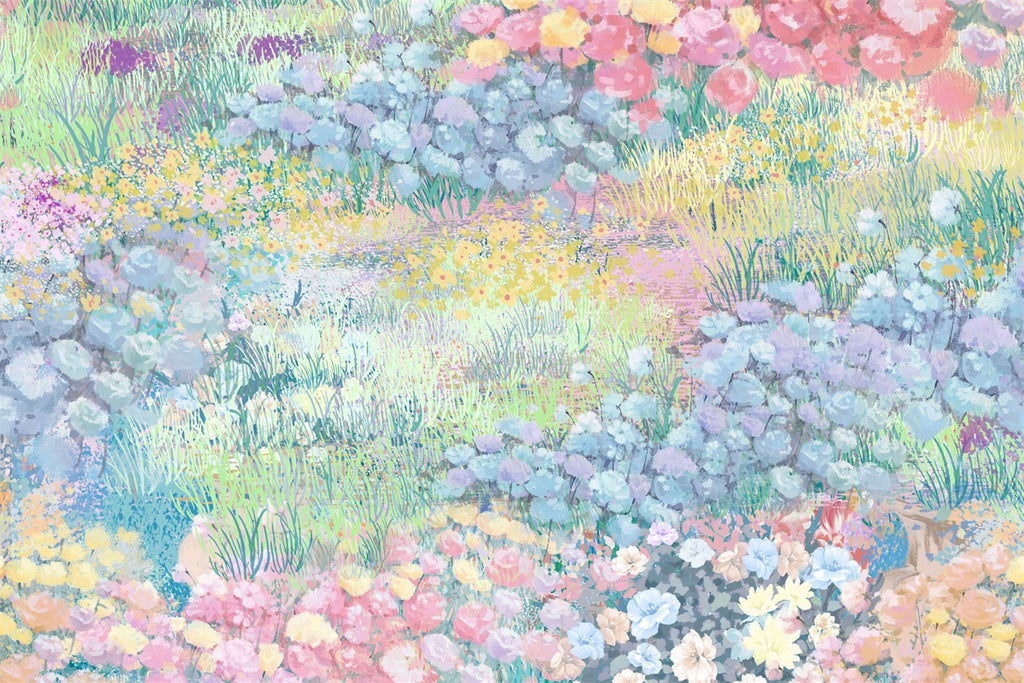 Frühling Ölgemälde Romantische Rasen Blumen Spread Backdrop M1-71