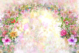 Handgemalte schöne bunte Blumen Lilien Rosen Kranz Türrahmen Hintergrund M1-79