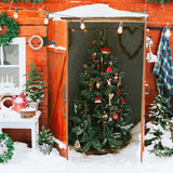 Weihnachtsbaum Türkranz Schnee Hintergrund M10-01