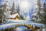 Winter Schneiender Waldlandschafts Hintergrund M10-02