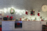 Weiße Küche mit Dekorationen Weihnachts Hintergrund M10-12