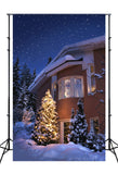 Weihnachten Abend Winter Schneehaus Hintergrund M10-18