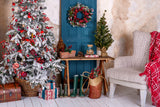 Weihnachten Baum Weiß-gestrickt Stuhl Hintergrund M10-27