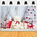 Weihnachtsbaum Spielzeug Bär Scheunentür Hintergrund M11-07
