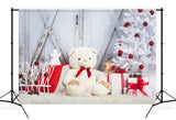 Weihnachtsbaum Spielzeug Bär Scheunentür Hintergrund M11-07