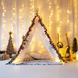 Glühende Weihnachtsbeleuchtung Winziges Zelt Hintergrund M11-22