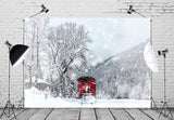 Winter Schnee bedeckt Wald Zug Hintergrund M11-30