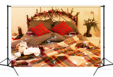 Weihnachten dekoriert Innenraum Bett Hintergrund M11-33
