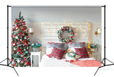 Weihnachtsbaum dekoriert Zimmer Interieur Hintergrund M11-37