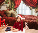 Weihnachten Zimmer Girlande Rotes Bett Hintergrund M11-39