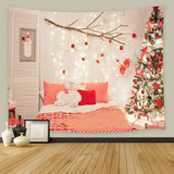 Weihnachtsbaum Schlafzimmer mit Lichtern Hintergrund M11-42