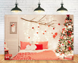 Weihnachtsbaum Schlafzimmer mit Lichtern Hintergrund M11-42