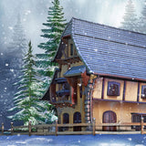 Winter Wald Hütte Schnee Fotografie Hintergrund M11-50