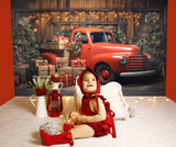 Weihnachtsgeschenk roter LKW Hintergrund für Fotografie M11-56
