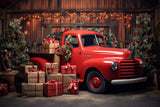 Weihnachtsgeschenk roter LKW Hintergrund für Fotografie M11-56