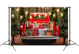 Santa's Christmas Tree Farm Roter Lastwagen Hintergrund M11-60