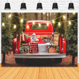 Santa's Christmas Tree Farm Roter Lastwagen Hintergrund M11-60