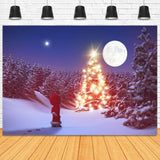 Winter Snowy Forest Nacht Mond Hintergrund M11-61
