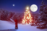 Winter Snowy Forest Nacht Mond Hintergrund M11-61