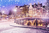 Verschneiter Winter Stadt Nachtansicht Hintergrund M11-69