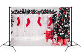 Weihnachtsbaum Kamin Socken Geschenkbox Hintergrund M11-72