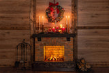Weihnachten Kamin warmes Kerzenlicht Tannengirlande Hintergrund M11-76