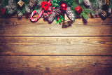Weihnachten Holzwand Tannenzapfen Tannenbaum Rot Zuckerstange Hintergrund M11-78