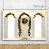 Weihnachtskränze Jingle Bells Straßenlaternen Fensterläden Türschwellen Kulisse M12-02